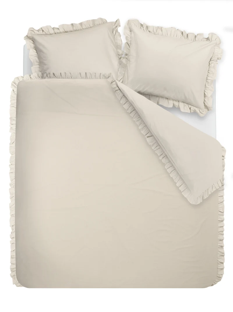 Ambiante Dekbedovertrek Uni Ruffle - 240 x 200/220 cm - Zand
