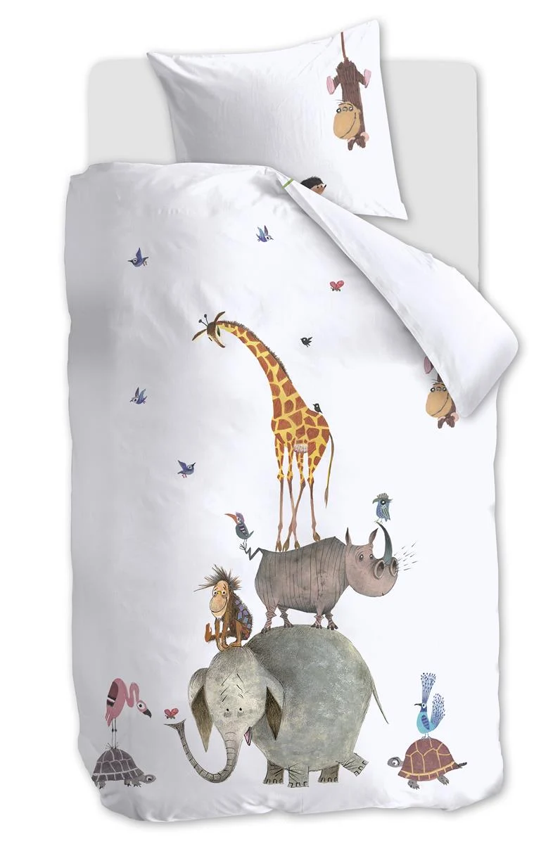 Beddinghouse x Fiep Amsterdam dekbedovertrek Dieren Stapelen - 140x200 cm - multi