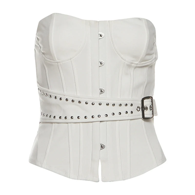 Corset backless button tube top