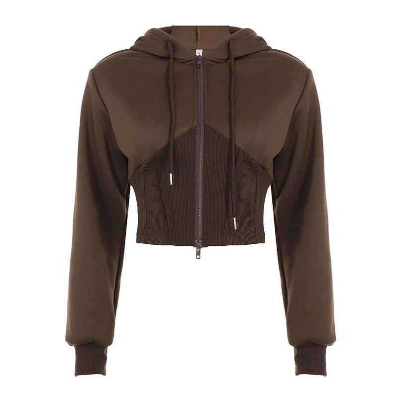 Hoodie long sleeve zip-up top