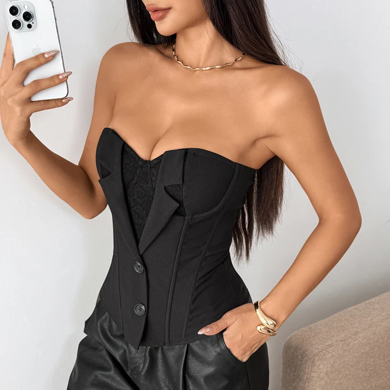 Corset button lace up top