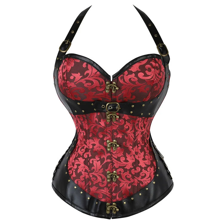 Backless halter lace up corset top