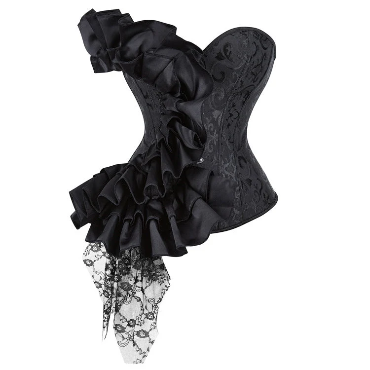 Corset lace up ruffle sweetheart top