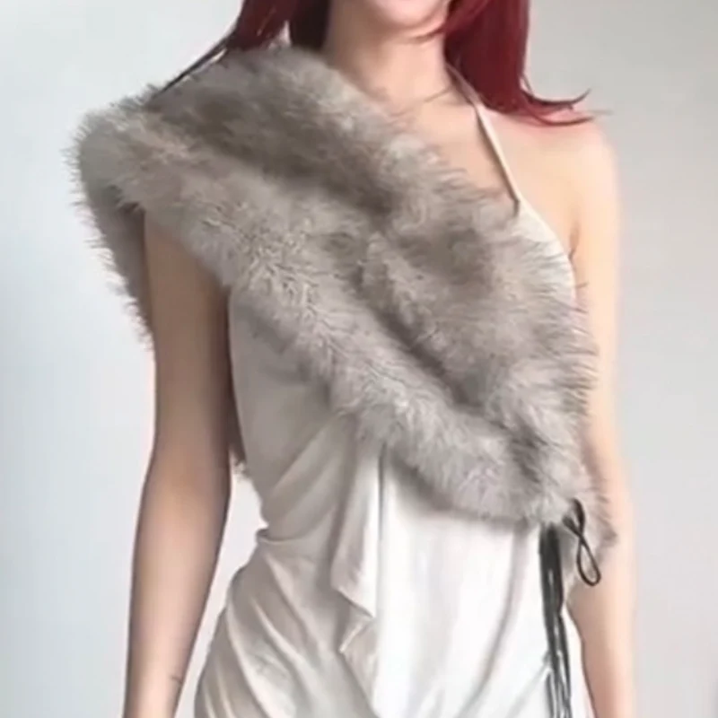 Fluffy irregular self tie shrug top