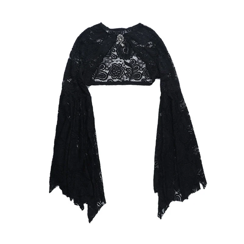 Long flared sleeve lace shrug top