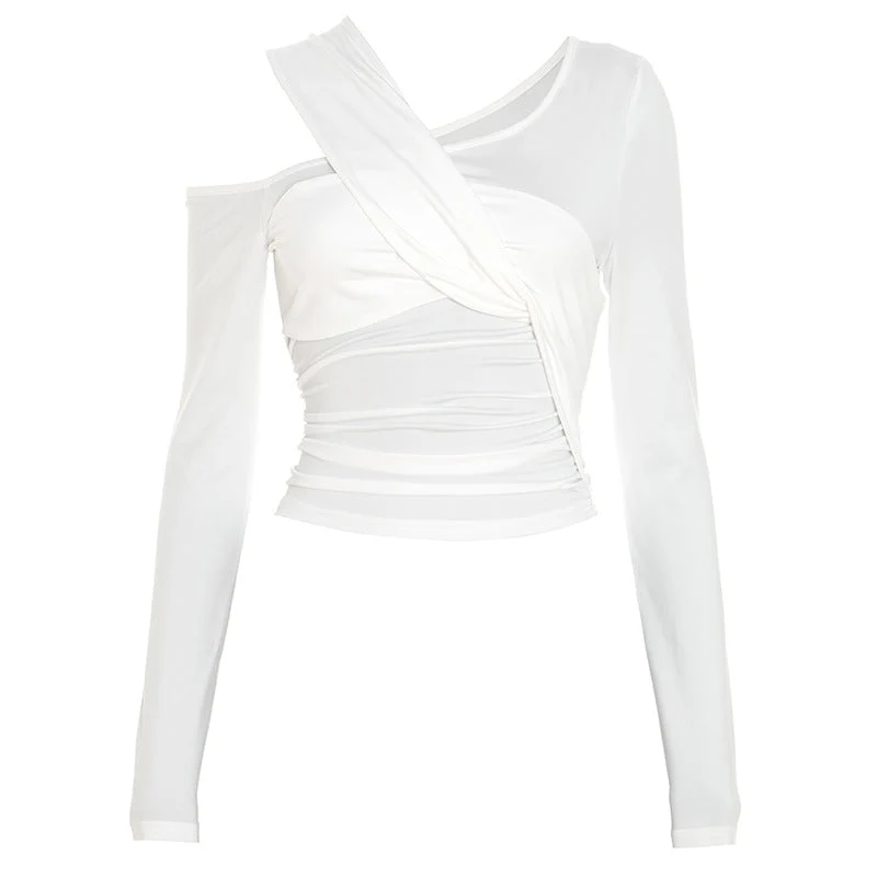Cut out long sleeve ruched top