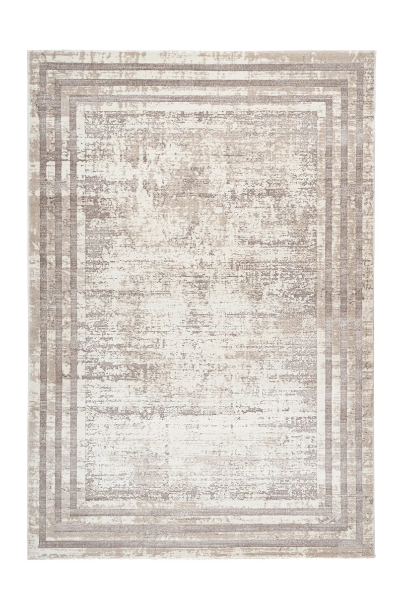 Paris – Taupe vintage kader – Laagpolig vloerkleed