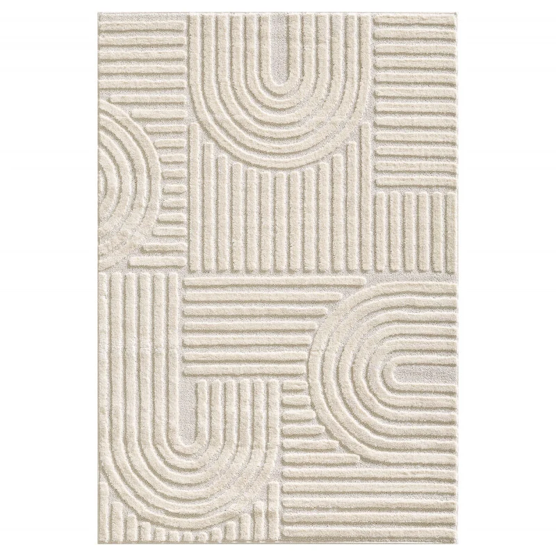 Japandi Art Vloerkleed Crème – Scandinavisch & Japans Design – Laagpolig