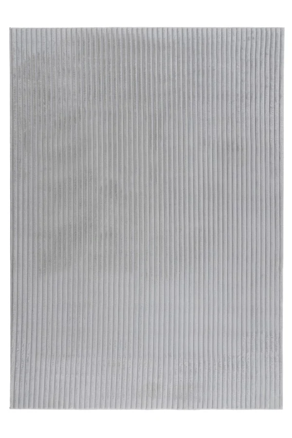 Hoogpolig vloerkleed Plush – zilver met luxueuze ribstructuur