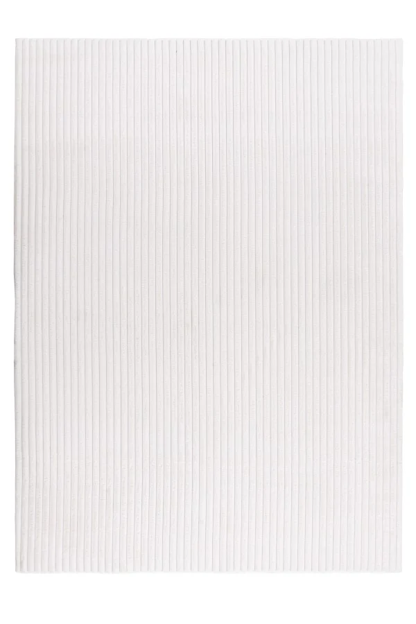 Hoogpolig vloerkleed Plush – ivory met subtiele glans en ribpatroon