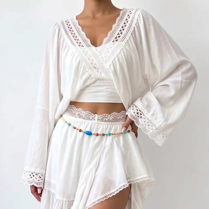 Cut out long sleeve v neck ruched crop top