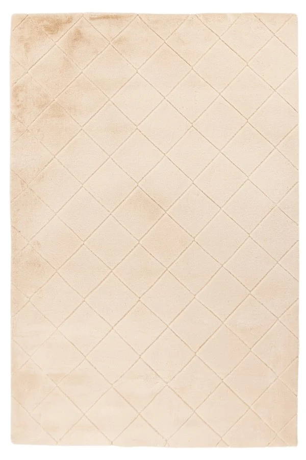 Hoogpolig vloerkleed Impulse – Beige met zacht ruitpatroon en fluwelige glans