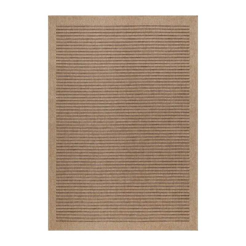 Vloerkleed Dhaka – Taupe/Zwart – Laagpolig met Levendig Design – Voor Binnen en Buiten