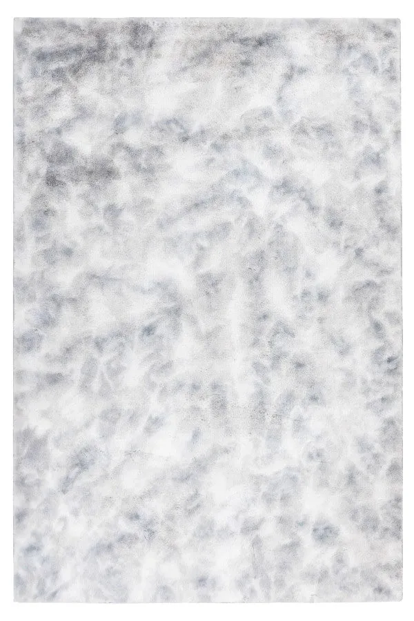 Bolero Vloerkleed – Zilver/grijs – Tie-Dye Design – Fluffy & Hoogpolig
