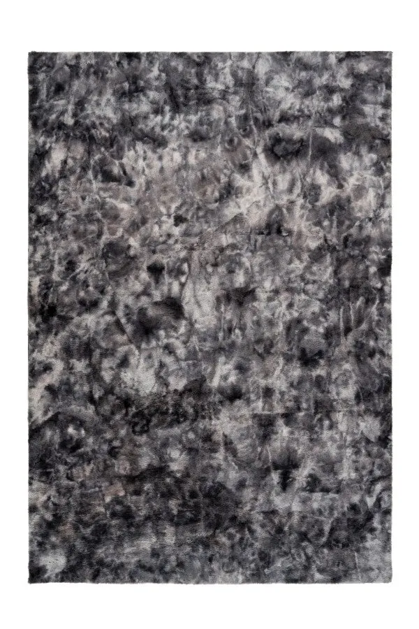 Bolero Vloerkleed – Antraciet – Tie-Dye Design – Fluffy & Hoogpolig