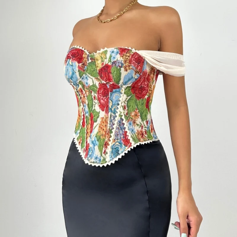 Lace up off shoulder bustier top
