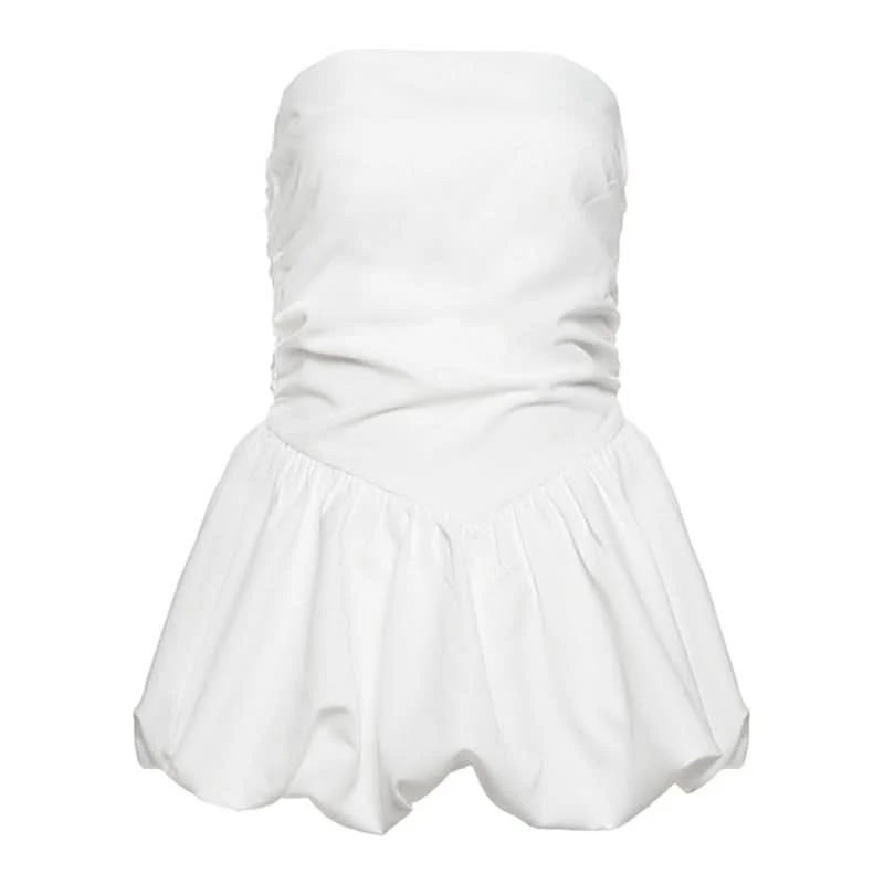 Ruched zip-up backless tube top
