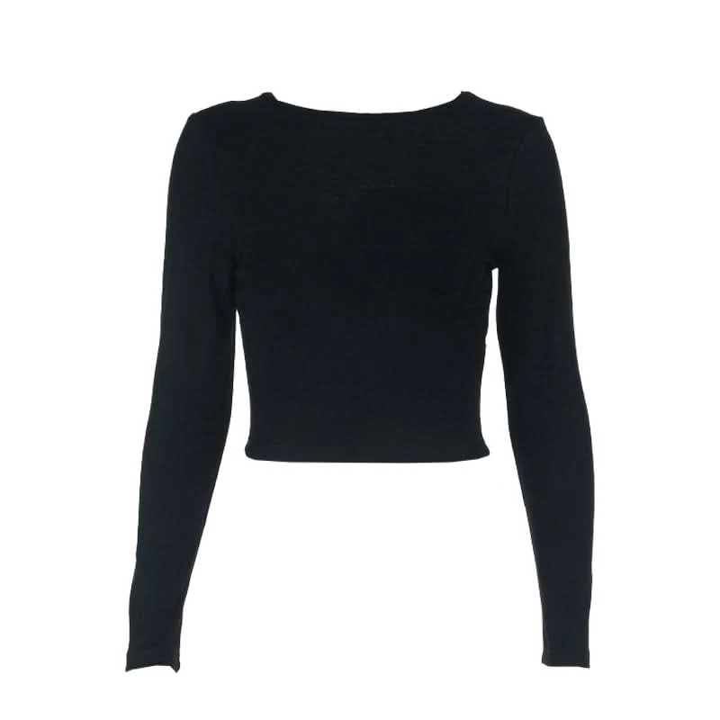 Backless long sleeve self tie top