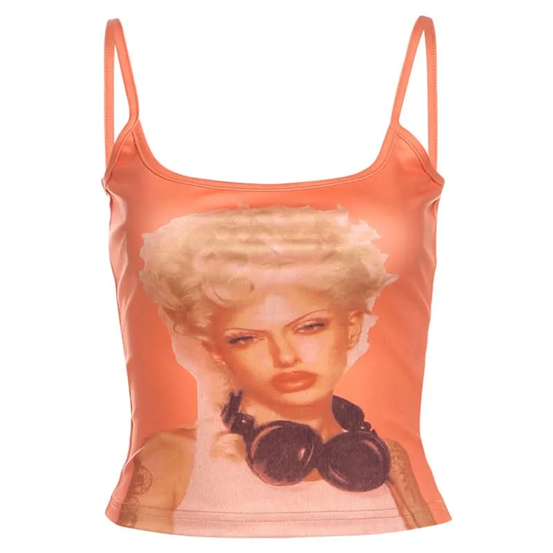 Cut out u neck abstract cami top