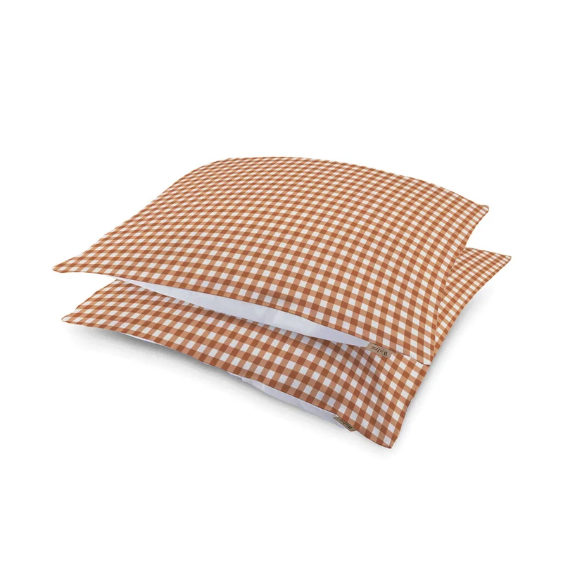 Walra - Kussensloop Cozy Check - 2x 37x55 cm - Bruin / Off White