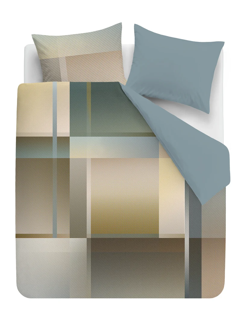 Kardol Dekbedovertrek Cuadrado - 200 x 200/220 cm - Blauw Groen