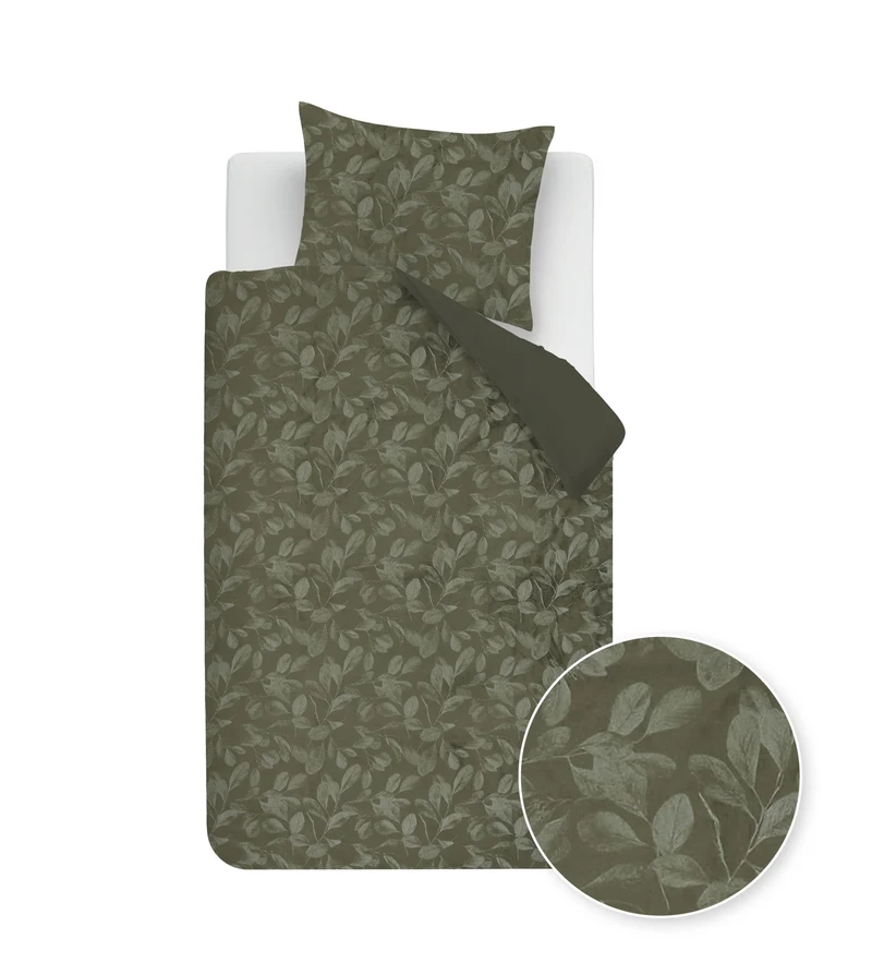 Rivièra Maison Dekbedovertrek Sanu - 140 x 200/220 cm - Olive Green