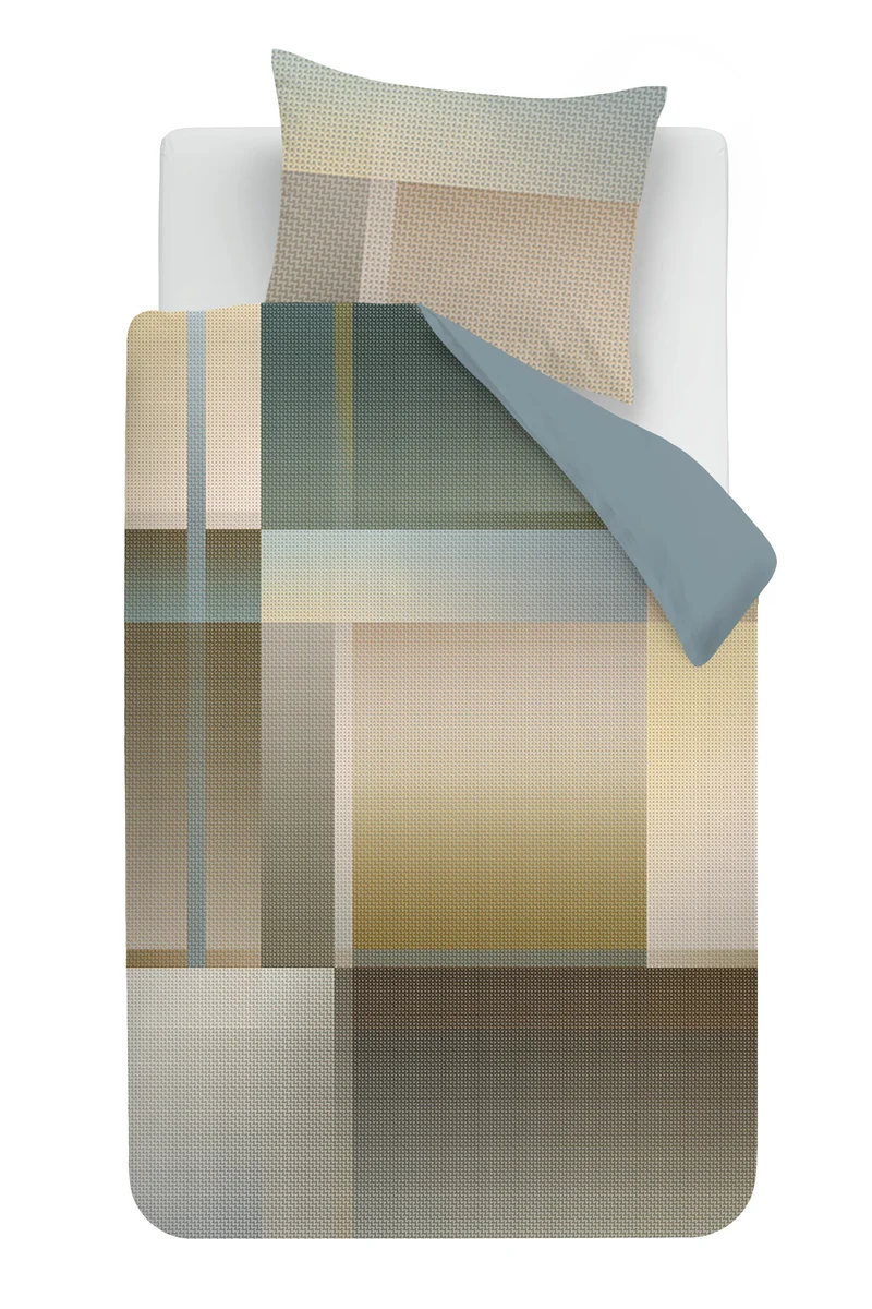 Kardol Dekbedovertrek Cuadrado - 140 x 200/220 cm - Blauw Groen