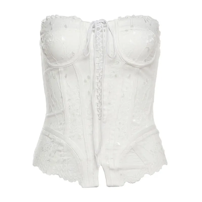 Corset lace up lace top