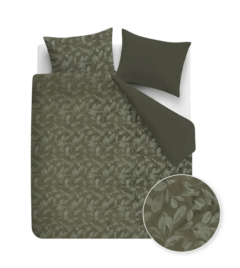 Rivièra Maison Dekbedovertrek Sanu - 200 x 200/220 cm - Olive Green
