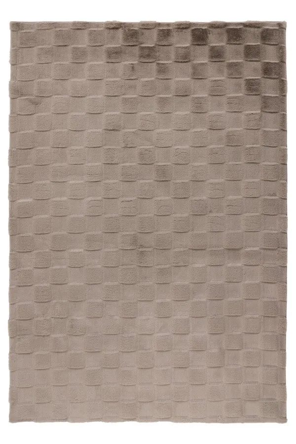 Soul Vloerkleed – Taupe – Geblokt Design – Zacht Hoogpolig