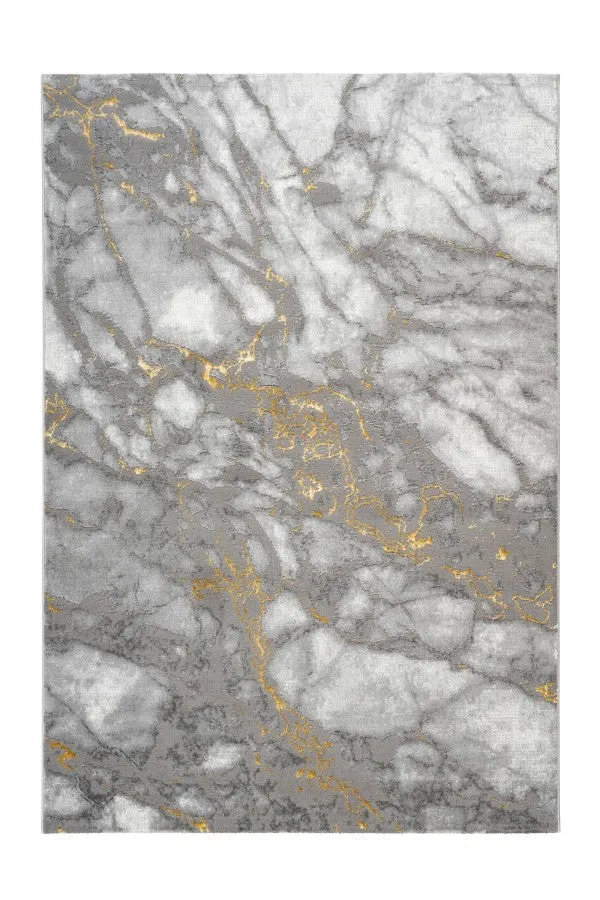 Marmaris Vloerkleed – Goud – Marmerlook Design – Modern & Laagpolig
