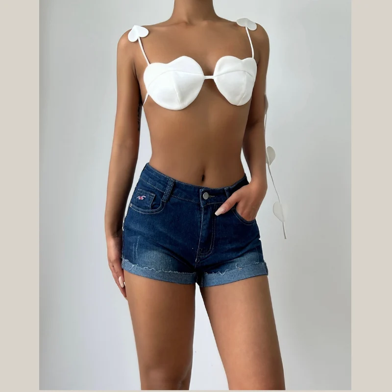 Sweetheart pattern self tie cami top-final-sale