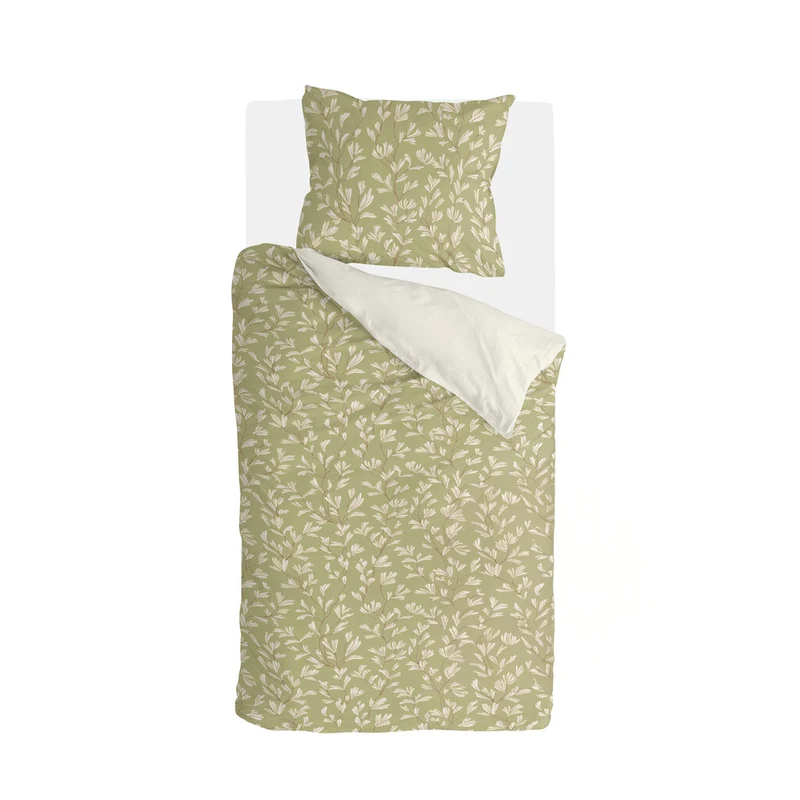 Walra - Dekbedovertrek Blooming Grace - 140x220 cm - Groen / Wit