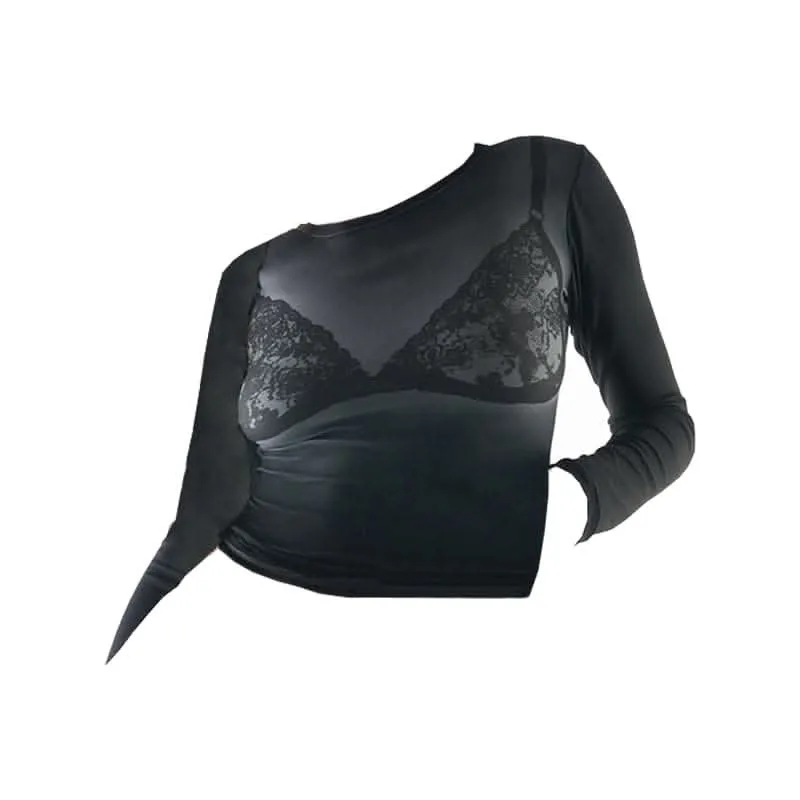 Long sleeve body print gradient crewneck contrast top-final-sale