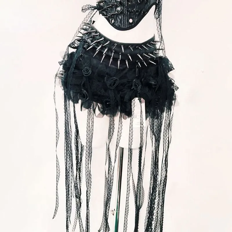 Leather self tie rivet corset top