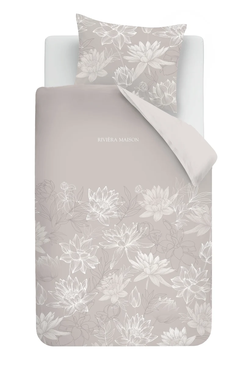 Rivièra Maison Dekbedovertrek Amelia - 140 x 200/220 cm - Taupe
