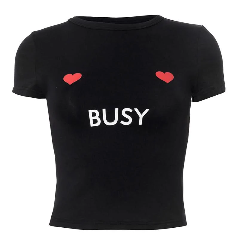 Short sleeve letter pattern top