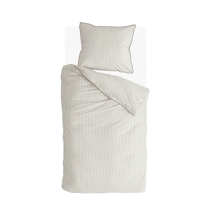Walra - Dekbedovertrek Gentle Stripes - 140x220 cm - Off White / Bruin