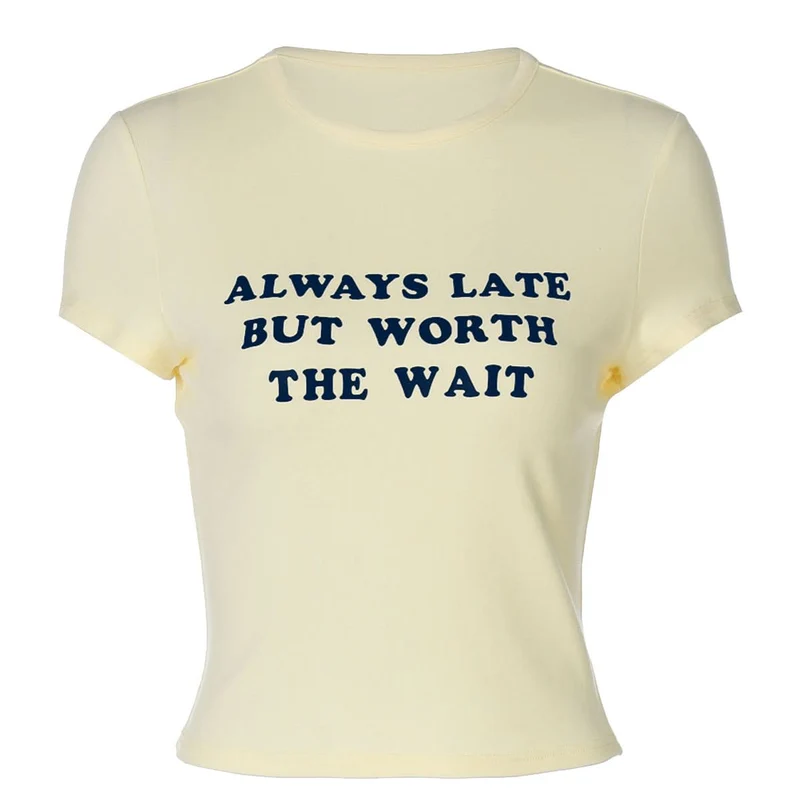 Short sleeve crewneck letter print top