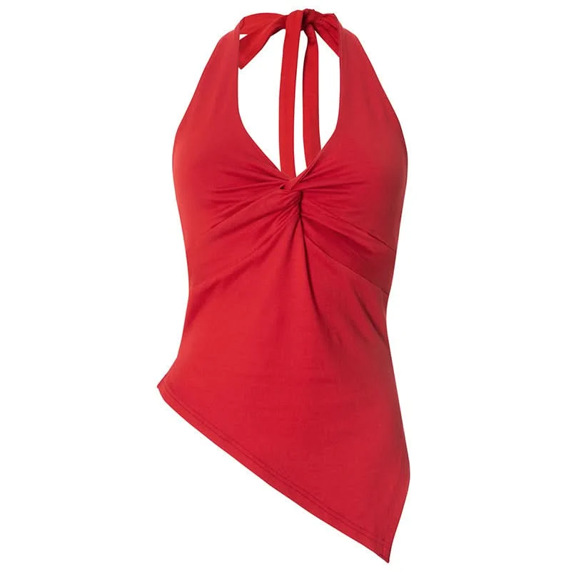 Halter ruched self tie top