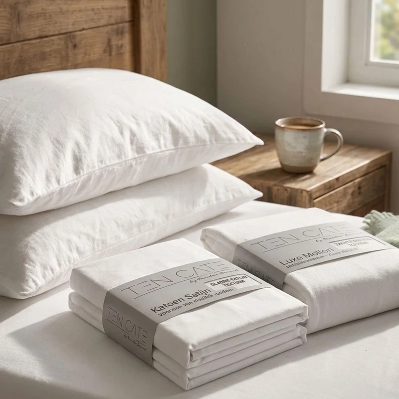 Ten Cate molton + katoensatijn hoeslaken set - 90x200 cm - wit