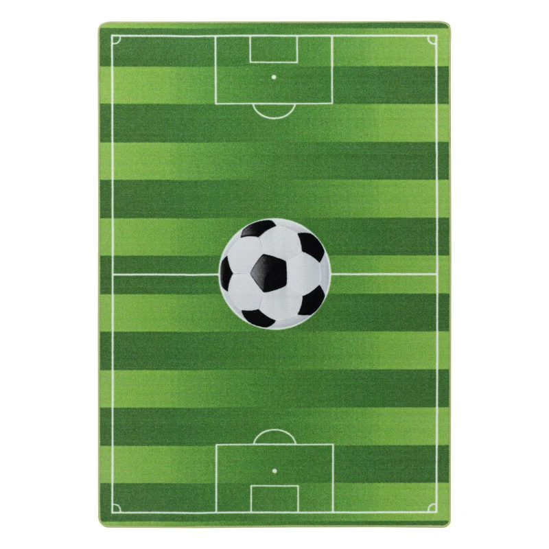 Play – Kindervloerkleed – Voetbal Groen – Laagpolig – Anti-Allergisch & Anti-Slip