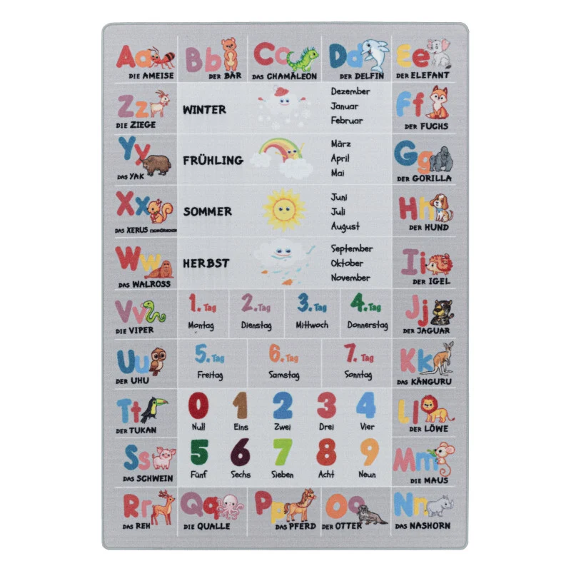 Play – Kindervloerkleed – Alfabet – Laagpolig – Anti-Allergisch & Anti-Slip