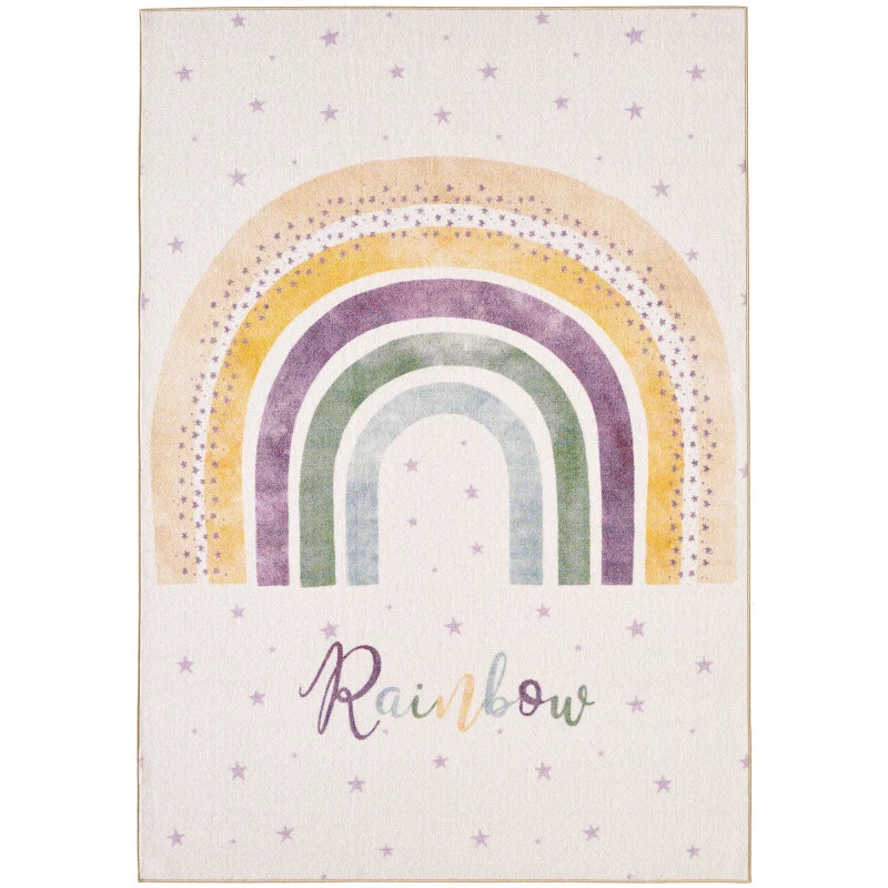 Play – Kindervloerkleed – Regenboog – Laagpolig – Anti-Allergisch & Anti-Slip
