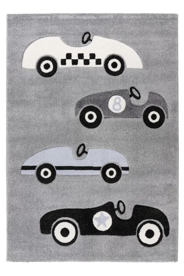 Happy Kinderkleed – Auto’s & Weggetjes – Zilver – Laagpolig & Pluisvrij