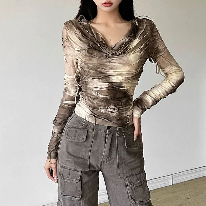 Hoodie long sleeve tie dye top-final-sale