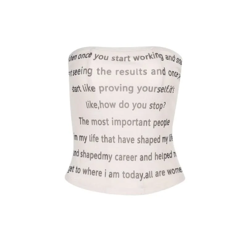 Mesh letter print contrast tube top