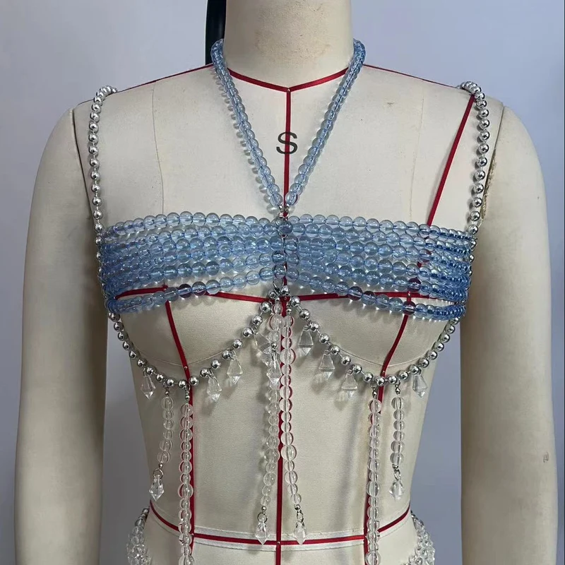 Halter tassels beaded cami top