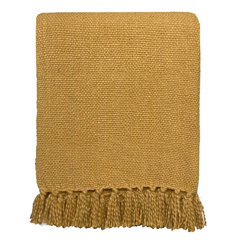 Malagoon plaid - jaspergeel - 127x152cm 100% katoen