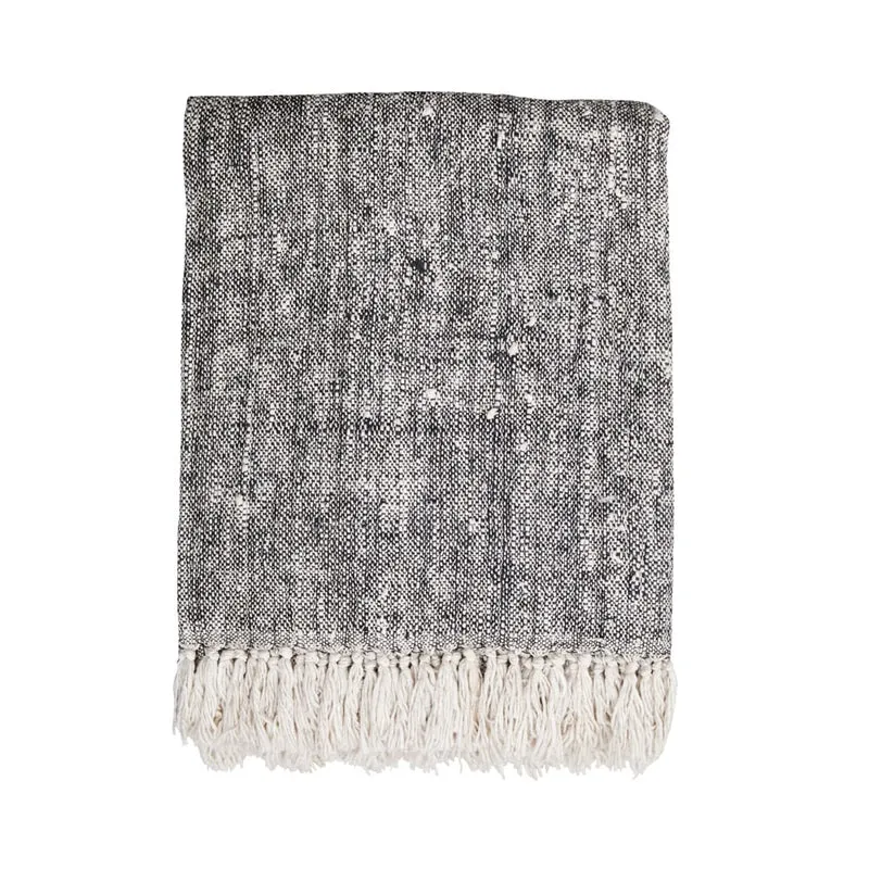 Originalhome plaid gerecycled katoen zwart-wit - 200x125 cm